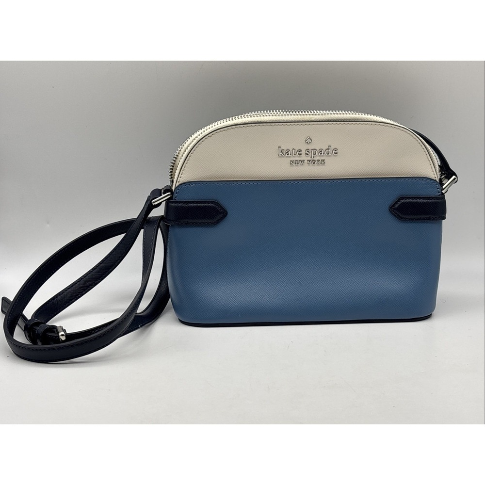 Kate Spade Blue Staci Saffiano Leather Colorblock Dome Crossbody Bag